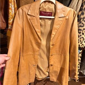 Women's Tan Leather Blazer